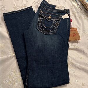 True Religion Disco Billy Big T Crystal Jeans Size 31 Dark Durango NWT. VINTAGE